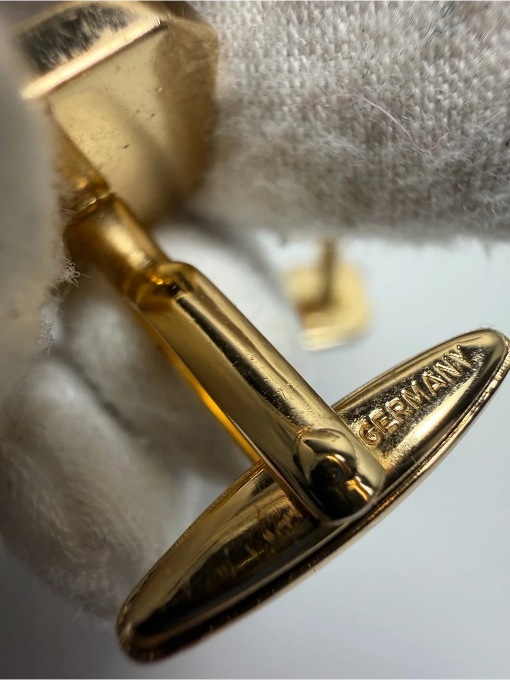 Dior Gold and White Square Logo Cufflinks with Monogram